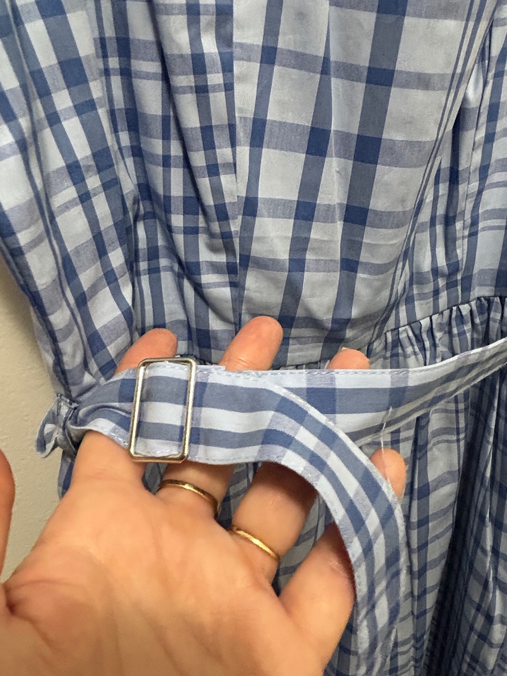 Free Assembly Blue Plaid Midi Dress Size L 12-14 NWT Cottagecore - Picture 8 of 12